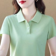 Middle aged and elderly mothers summer womens t-shirts short sleeved high-end polo shirt casual T-sh