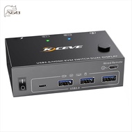 8K -Compatible KVM Switch 2 Monitors 2 Computers Dual Monitors Support 8K@60Hz 4K@120Hz US Plug