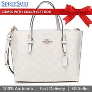 Coach Handbag In Gift Box Crossbody Bag Signature Mollie Tote 25 Chalk Off White Glacier White # C4250
