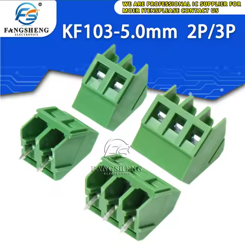 10/50pcs KF103 5.0mm 2/3P Screw type PCB terminal block DG/MG/KF103-5.0MM 2P 3P 45 degree oblique an