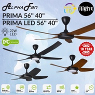 Alpha Fan PRIMA 5B LED / Non LED 56 40 Inches DC Motor 3 Color LED 8+8 R/F Speed Remote Control Ceil
