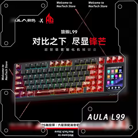 New AULA L99 Tri-Mode Screen Display Mechanical Keyboards RGB Hot Swap Wireless Gaming Keyboard Cust