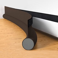 1pc Coffee-Colored Single-Sided Hook-And-Loop Door Crack Doorway Bottom Seal Strip (PU Leather + Foa