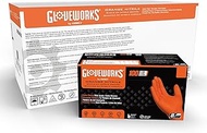GLOVEWORKS HD Orange Nitrile Disposable Gloves, 8 Mil, Latex and Powder Free, Industrial, Food Safe, Raised Diamond Texture, XX-Large, Case of 1000