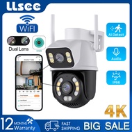 LLSEE กล้องวงจรปิด wifi 4K 8MP PTZ กล้องวงจรปิดกล้อง 360 wifi กล้องกลางแจ้งติดตามมือถืออัตโนมัติที่มีสีสันคืนวิสัยทัศน์กันน้ำ APP icsee