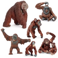 Simulation Animal Model Toy Red-Haired Orangutan Back Cub Red-Faced Monkey Baboon Long-Armed Ape Chi