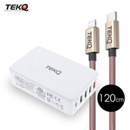 TEKQ 5孔 63W USB-C/USB PD QC 旅充+TEKQ 蘋果MFi 120cm