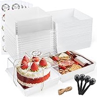 NPLUX 40 Pack Small Cake Boxes Charcuterie Boxes Mini Cake Containers With Lids For 4-6-inch Cake Pu