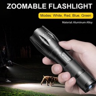 Zoomable Led Flashlight Waterproof Green/red/white/blue/uv Four-color 1200 High-brightness, G4q0