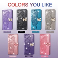 Casing Samsung Galaxy A07 A17 A06 A16 A26 A36 A56 A22 5G A32 4G Bling Diamond 3D Butterfly Wallet Le