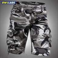 OWLLADE Casual Cargo Pants Shorts for Men S8CS in Grey Camo 100% Cotton J10 2T