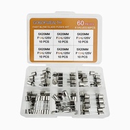 5x20mm 0.2x0.78 inches 125V 1A 2A 3A 5A 8A10A Ampere 6 Models 60PCS Packaged in a Transparent Plasti
