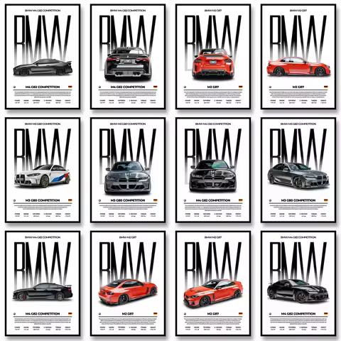 Performance Cars Posters Automotive Car Photography Print Famous Cars M2 M3 M4 Canvas Painting Wall 