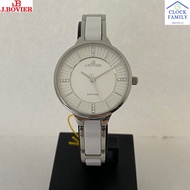 J.Bovier B26-796-AANB Silver Ceramic Stainless Steel Band Ladies Fashion Watch