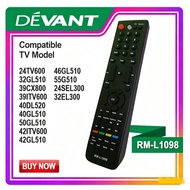RM-L1098 DEVANT Remote Control Compatible with TV Model 24TV600 / 32GL510 / 39CX800 / 39ITV600 / 40D