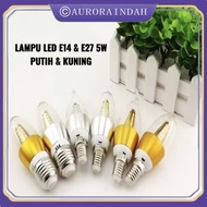 Candle Led Bulb Smd 5 Watt E14/E27 White Yellow Bright Good