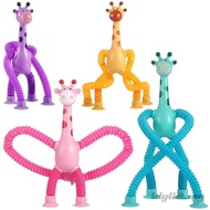 ღ Glowing Giraffe Pop Tube Sensory Telescopic Suction Cup Giraffe Toy Stretchy Giraffe Suction Toy