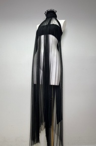 Kemissara Black bow tulle maxi top & skirt & smock top