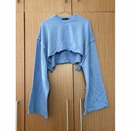 Mini closet crop oversize blue sweater outer cn crewneck thick