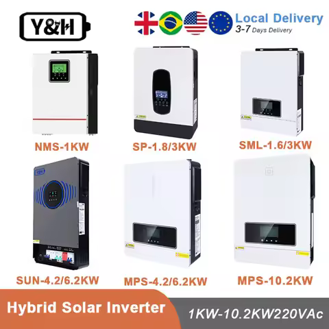 Y&H Hybrid Solar Inverter 1KW 1.6KW 1.8KW 3KW 4.2KW 6.2KW 10.2KW 12V 24V 48V BAT to AC 220V with MPP