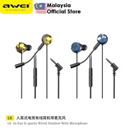 Awei L5 Wired Earphone Mini Stereo Sound Gaming Earphone Awei L6 E-Sport Earphone Wired Headphone AU