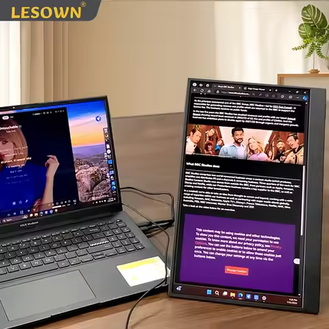 LESOWN 15.6 inch 4K 3840x2160 UHD 16:9 Portable Monitor HDMI-Compatible USB-C 1080p IPS Extension To