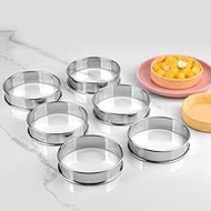 Guowall 6 Pcs English Muffin Rings, Nonstick Metal Round Mold, Stainless Steel Crumpet Rings Double 