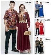 baju batik couple gamis kombinasi tile