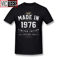 Men T Shirt Design Made In 1976 - All Original Parts Birthday 1976 Limited Edition T-Shirt Male Roun