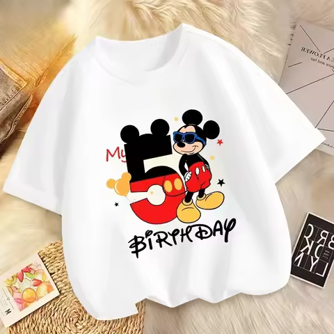 Mickey Mouse Baby Cotton T Shirt Disney Cartoon Boy Birthday Clothes Girl Tees Shirt Clothes Anime K