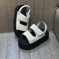 QH17 Women's Sandal, 5cm high suede, can be worn in 2 ways, 2 horizontal straps with tear-on sticker