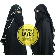 niqab yaman butterfly 2 layer sifon silk arab niqab cadar Yaman long Yaman termurah setemboro