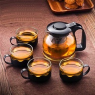 Chinese Teapot Pitcher filter strainer with 4 Glasses - black