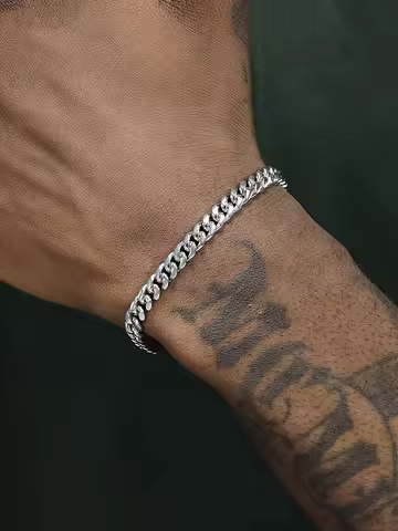 Curb Cuban Bracelets Solid Stainless Steel 5mm Miami Chain High Polish 20cm for Men Women Gifts Punk