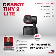 OBSBOT Tiny 2 Lite 4K Webcam for PC, AI Tracking PTZ Streaming Camera with 1/2" Sensor, Gesture Cont
