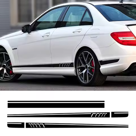 507 Side Stripes Decals for C63 AMG Edition for Mercedes Benz W204 C Class Stickers-3D Carbon Fibre 