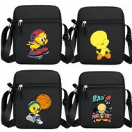 Tweety Bird  Men's Oxford cloth shoulder bag, casual crossbody bag, black sports small backpack with