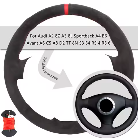 Dark Grey Car Steering Wheel Cover For Audi A2 8Z A3 8L Sportback A4 B6 Avant A6 C5 A8 D2 TT 8N S3 S
