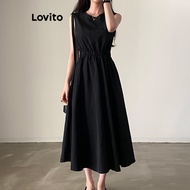 (Trendy) Lovito Party Dress Plain Backless -Elastic Waist -Ball Gown Dress for Women L77ED270 (Multi