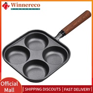 【winnereco】4-Cup Cast Iron Egg Frying Pan with Handle Pancake Pan Omelette Pan for Breakfast Fried E