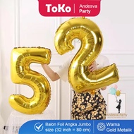 Jumbo Number Balloon GOLD 80 Cm / Number Foil Balloon GOLD number balloon / Jumbo number foil balloo