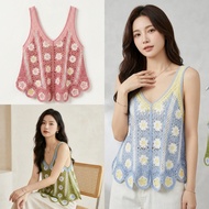 【MISS YOU】Fashion Crochet Sleeveless Floral Loose-Fitting Summer Top 09