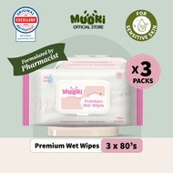 Moori Premium Wet Wipes (80s/pack) Organic Formula 99% Water No Alcohol 70gsm