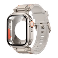 Dây đeo silicon + Vỏ đồng hồ cho Apple Watch 10 46mm iWatch Series 9 8 7 SE2 6 5 4 45mm 44mm Dây đeo