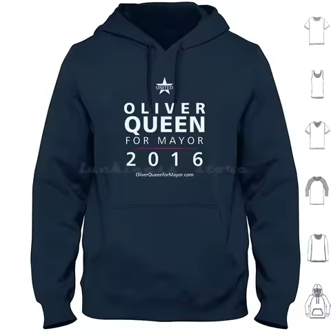 Arrow-Oliver Queen For Mayor Hoodies Long Sleeve Arrow Flash Green Arrow Oliver Queen Campaign Elect