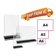(POS FAST)T-Shape Acrylic Stand (A4 A5 A6 Size) Menu Paper Poster QR Code Transparent Display Stand 