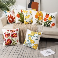 Embroidery Cushion Cover Flower Sofa Pillow Cover Square Throw Pillow Cover Pillow Case 45x45cm