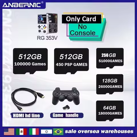 ANBERNIC RG353V RG353VS TF Card Preloaded Games for 512G 256G 128G 64G Handheld Game Built in 100000
