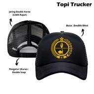 Topi Pramuka Siaga Penggalang Hitam Jenis Topi Trucker Jaring Pria Wanita Custom Logo Sablon Pramuka