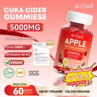 BIYODE Apple Cider Vinegar Gummies Vegan Halal&KKM Detox Vitamin B9 + B12 Suplemen 60 Gummies